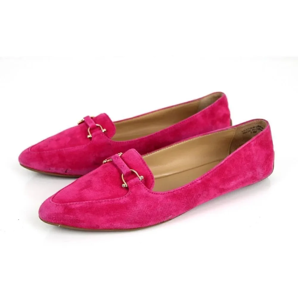 Talbots FUCHSIA GENUINE LEATHER SUEDE LOAFER FLATS POINTED TOE SHOES Sz 8.5